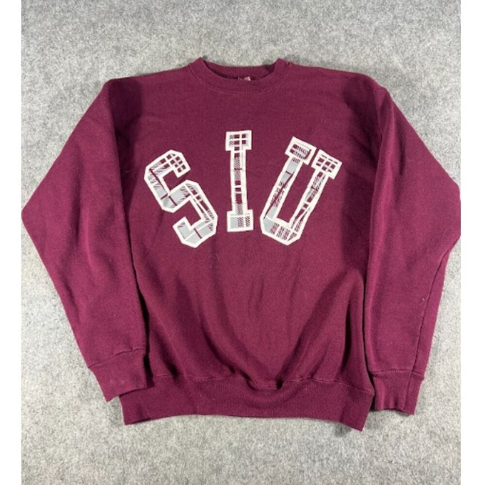 VTG 90s Southern Illinois University SIU Crewneck Sweatshirt Mens Large Red NCAA
